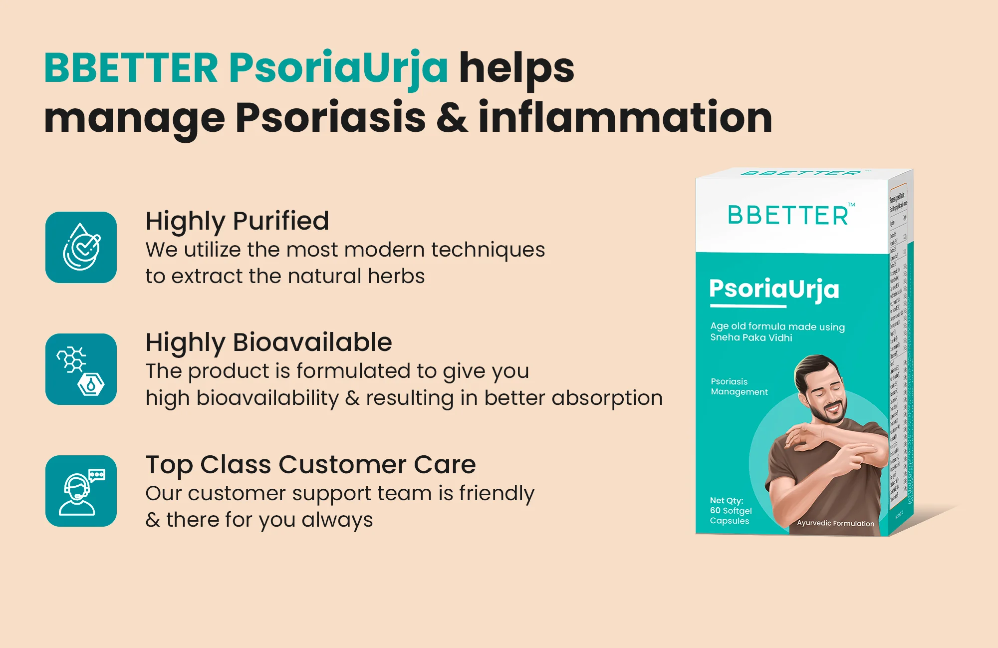 BBETTER PsoriaUrja - Ayurvedic Capsules for Psoriasis Relief & Skin Health Management - Image 6