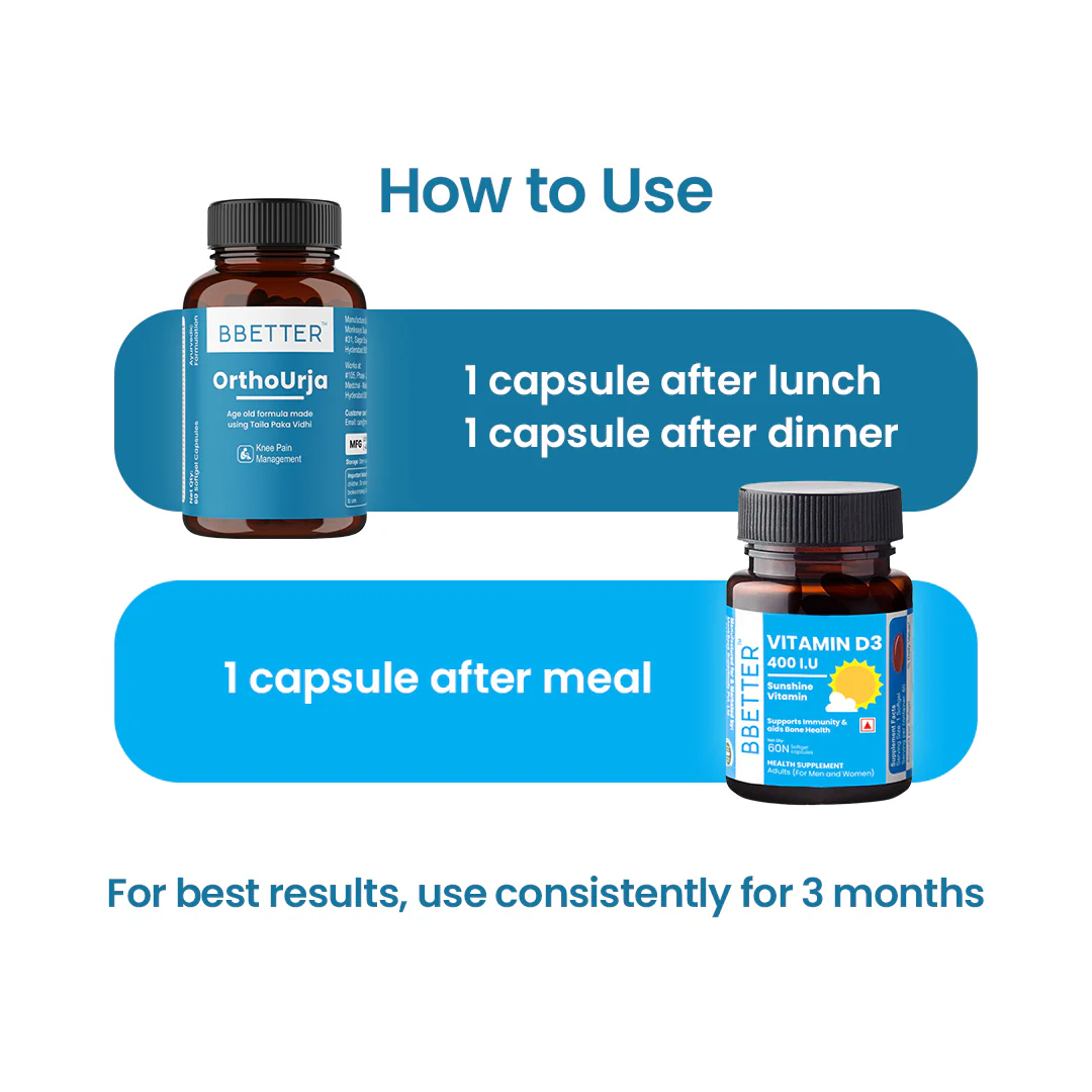 BBETTER Ultimate Joint Pain Relief Combo - Ortho Urja & Vitamin D3 - Image 5