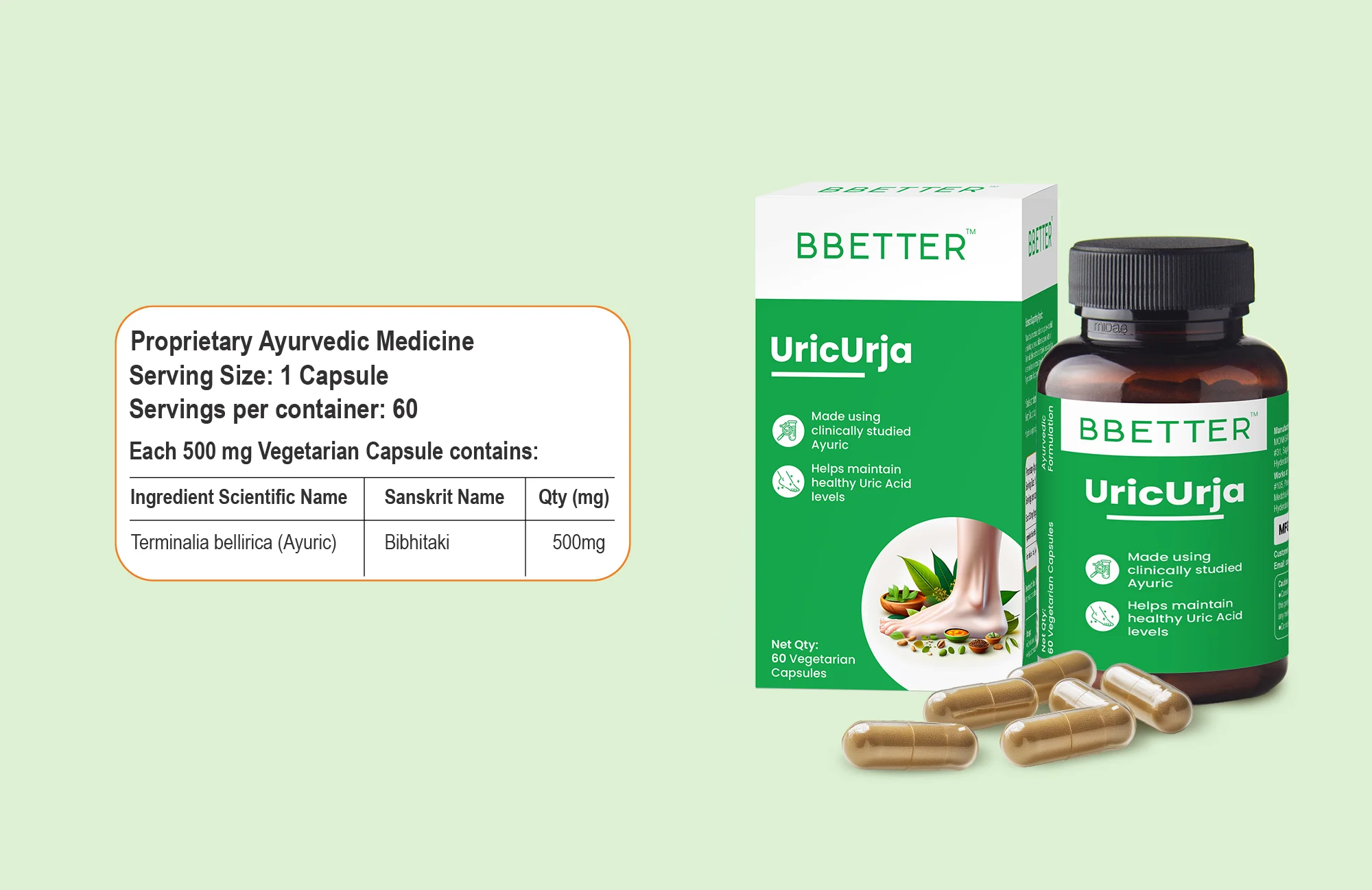 BBETTER UricUrja - With Clinically Proven Ayuric for Gout Pain Relief & Uric Acid Management - Image 6