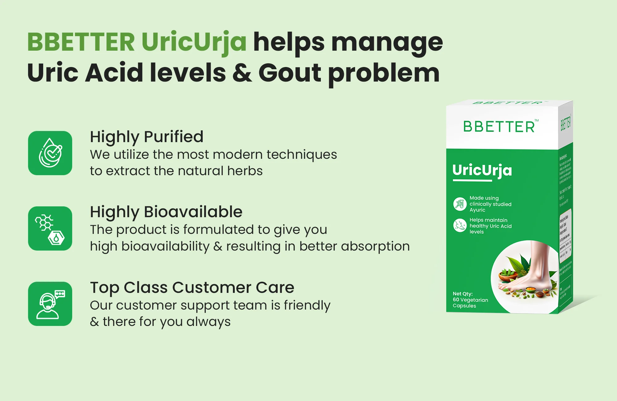 BBETTER UricUrja - With Clinically Proven Ayuric for Gout Pain Relief & Uric Acid Management - Image 7