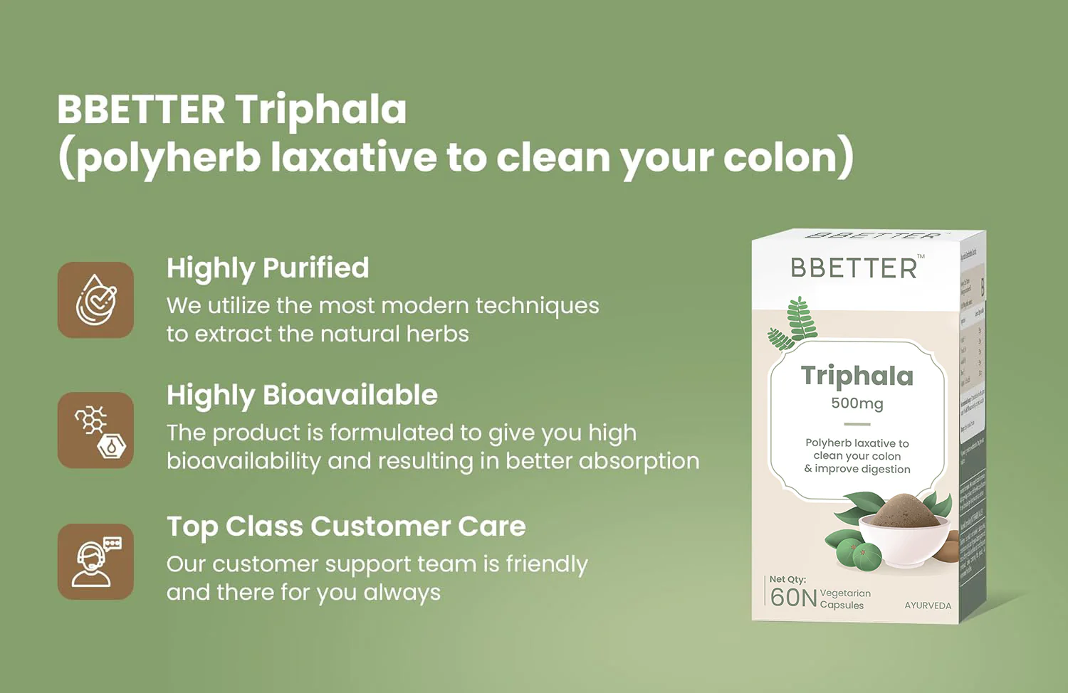 BBETTER Triphala - Polyherb Laxative to Improve Gut Health & Support Bowel Wellness - Image 4